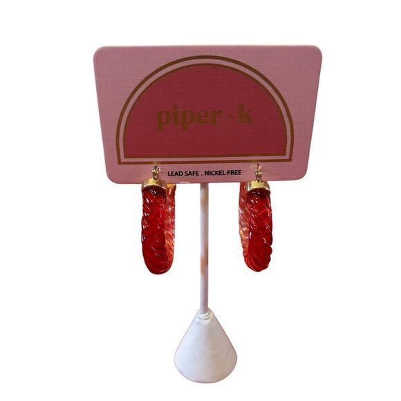 Piper-K Textured Peach Ombré Hoop Earrings. - Picture 2 of 6